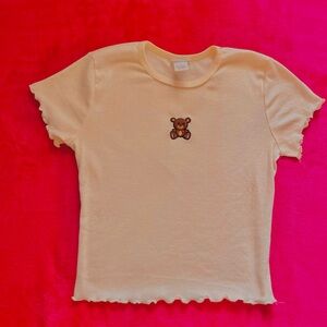Rue21 white Short Sleeve Tee with embroidered Teddy Bear design